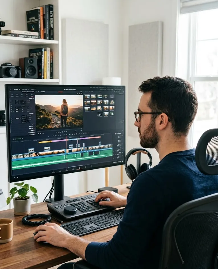 Video editor at work — Selfwork