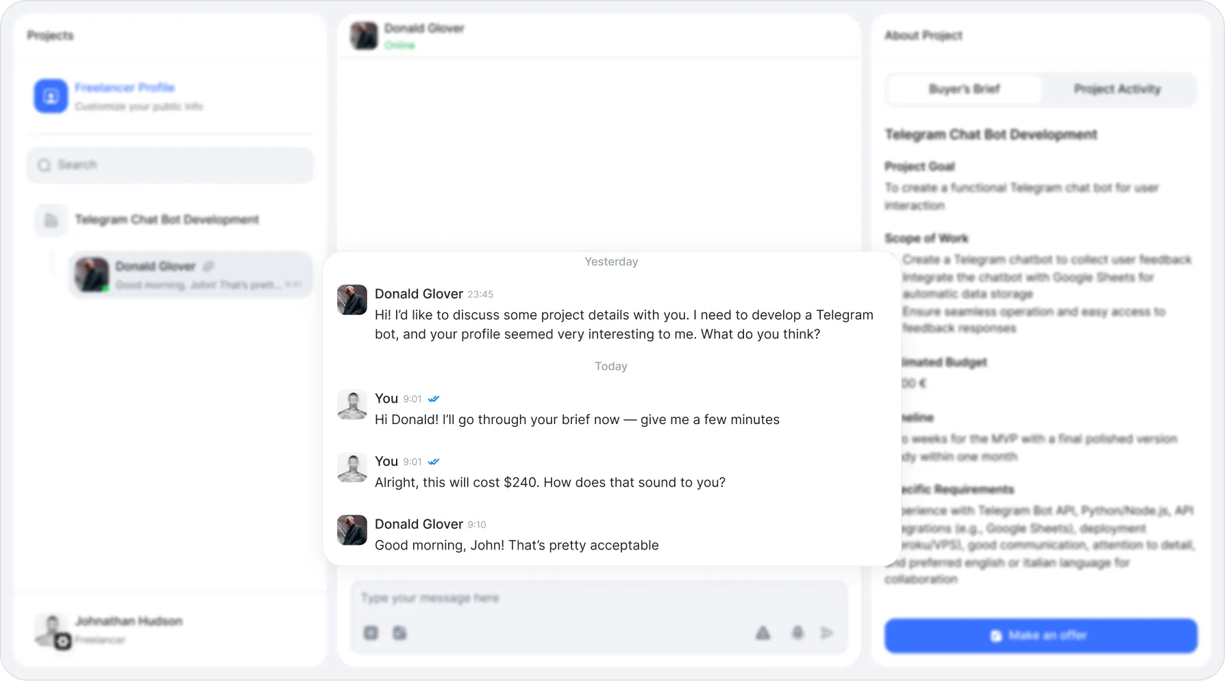 Chat with matched video editors before committing